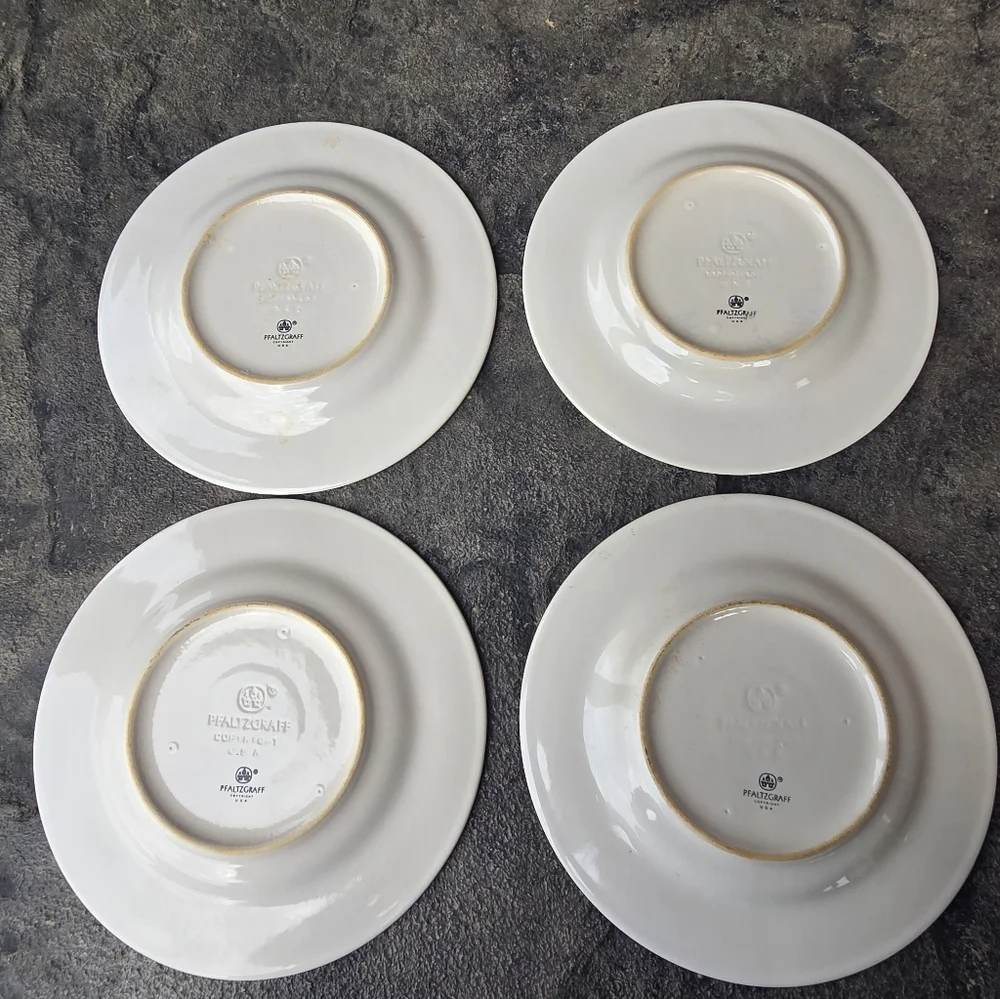 Vintage Pfaltzgraff Blue and Pink Floral Salad Plates- Set Of 4